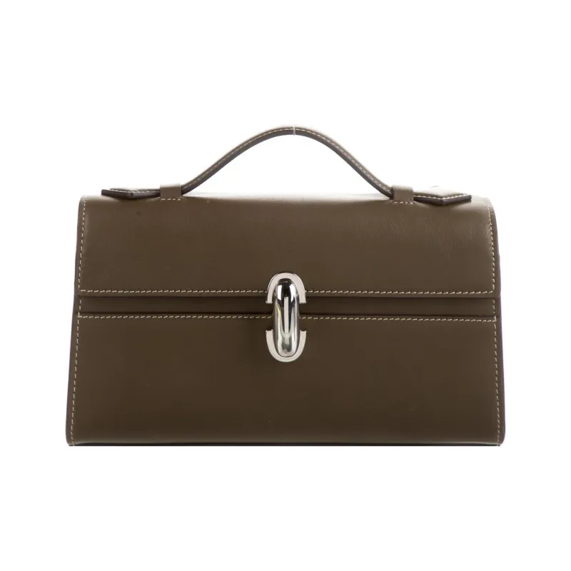 SAVETTE Calfskin Late Dinner Bag Baguette Handbag Small Size Women's Mink Leather-0