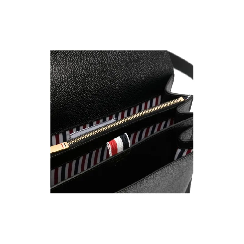 THOM BROWNE· Grain Effect Calfskin Portable One Shoulder Crossbody Backpack Regular Men's Black-3
