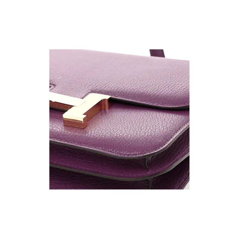 HERMES Constance Mysore Goat Skin Shoulder Bag Crossbody Bag Mini Women's 7P Anemone Sea Cucumber Purple-4