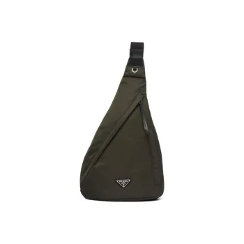PRADA Re Nylon Fabric Fabric One Shoulder Sling Bag Men's Khaki