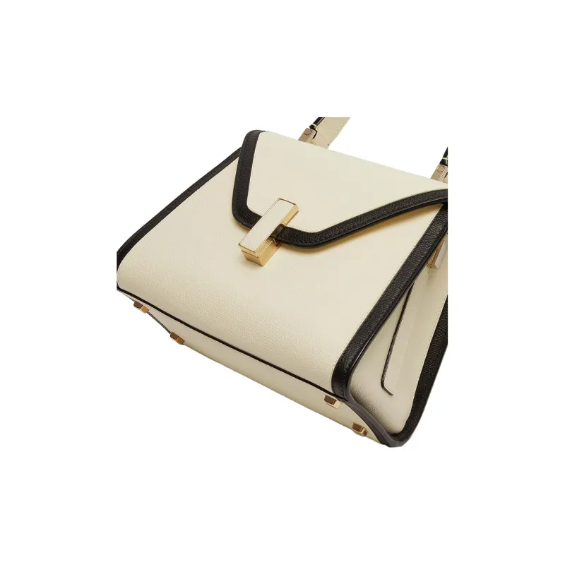 Valextra Iside Cow Leather Shoulder Bag, Crossbody Bag, Handbag Mini Women's White/Black-2