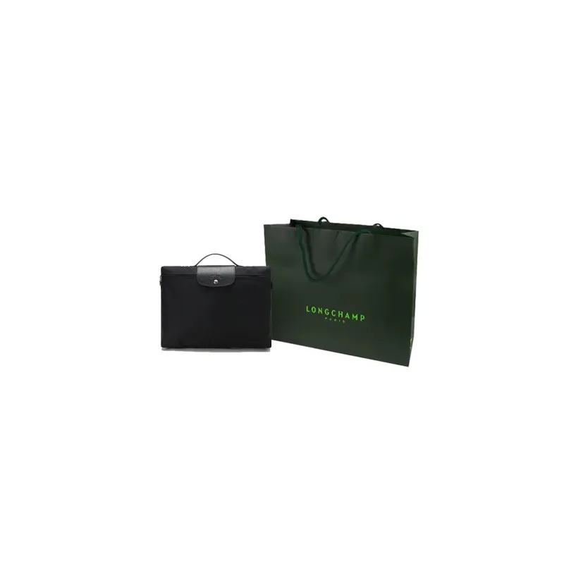 LONGCHAMP Le Pliage Green Canvas Handbag, Laptop Bag, Briefcase Women's Black-8