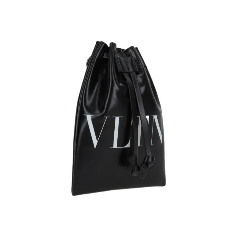 Valentino VLTN Shiny Calfskin Shoulder Bag, Crossbody Bag Regular Men's Black-1