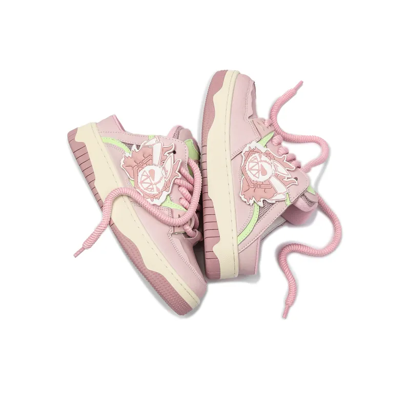 MR.PESIN Evil Rabbit Collection Anti Slip And Wear Resistant Breathable Low Top Skateboard Shoes Unisex Pink-3