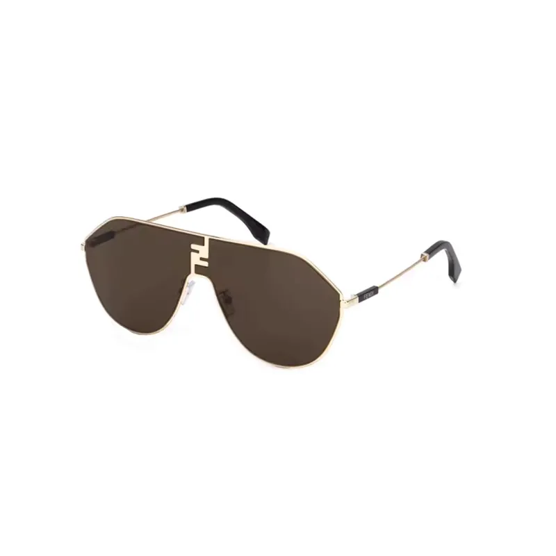 FENDI Metal Plate Frame Irregular Shape Sunglasses Men's Gold/Black-0