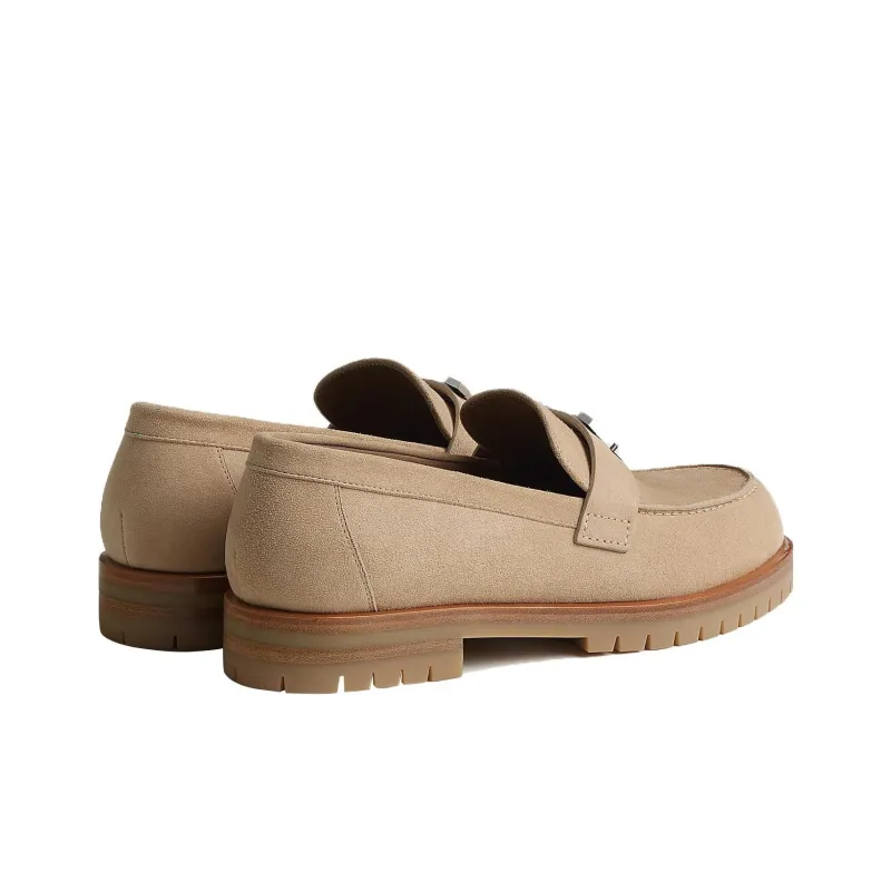 HERMES Faubourg Loafers Women's Beige-3