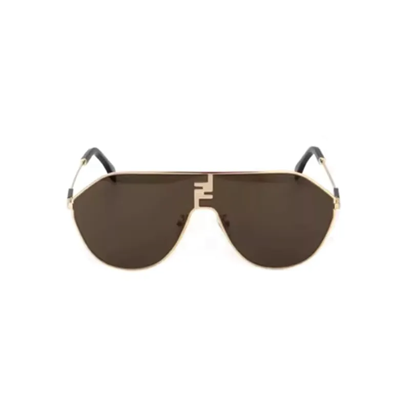 FENDI Metal Plate Frame Irregular Shape Sunglasses Men's Gold/Black-1