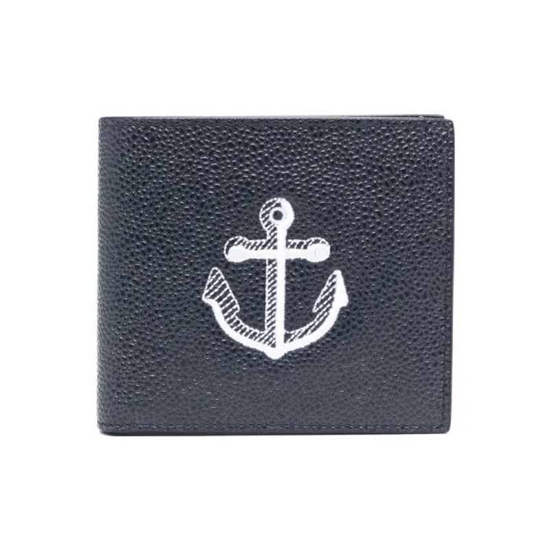 THOM BROWNE· Pebble Textured Calfskin Wallet Men's Marine Blue-0