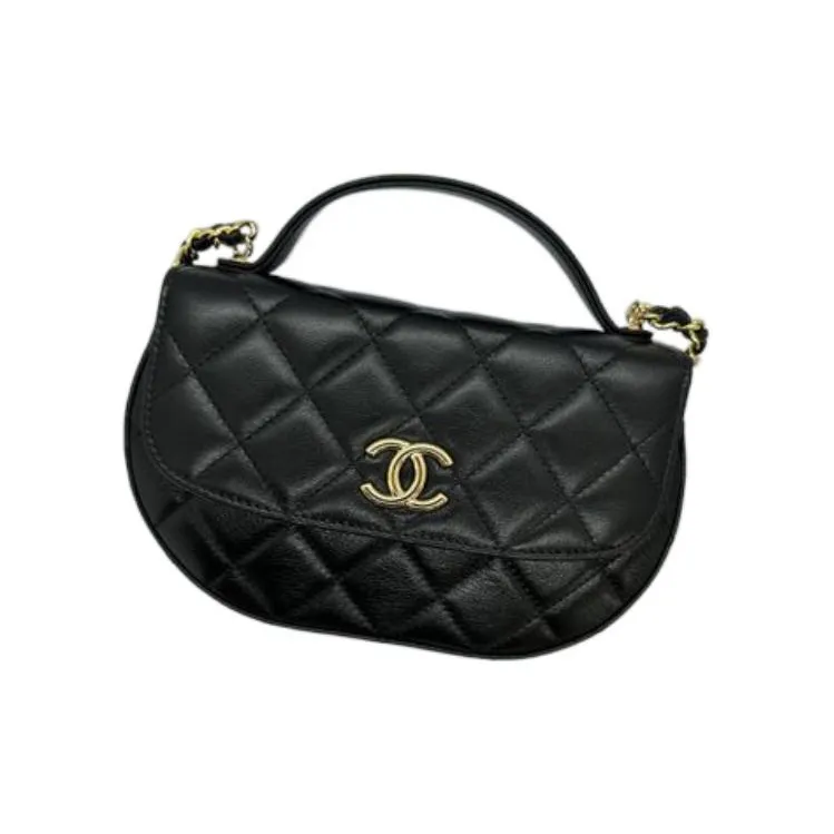 CHANEL Calfskin Messenger Bag, Crossbody Bag, Shoulder Bag Women's Black-3