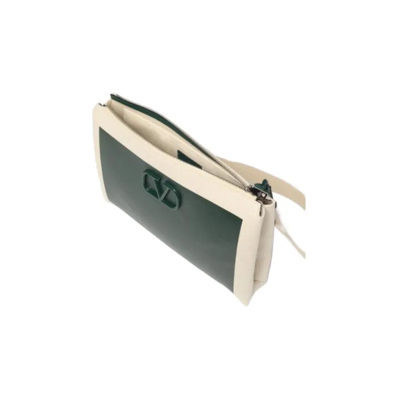Valentino Canvas Crossbody Bag, Shoulder Bag Women's Green/White-2