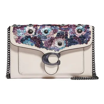 COACH Tabby Leather Messenger Bag Clutch Crossbody Bag Shoulder Bag Small Size Women's White