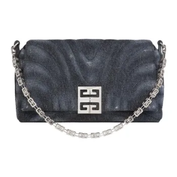 GIVENCHY Washable Denim Shoulder Bag Crossbody Bag Small Size Women's Black