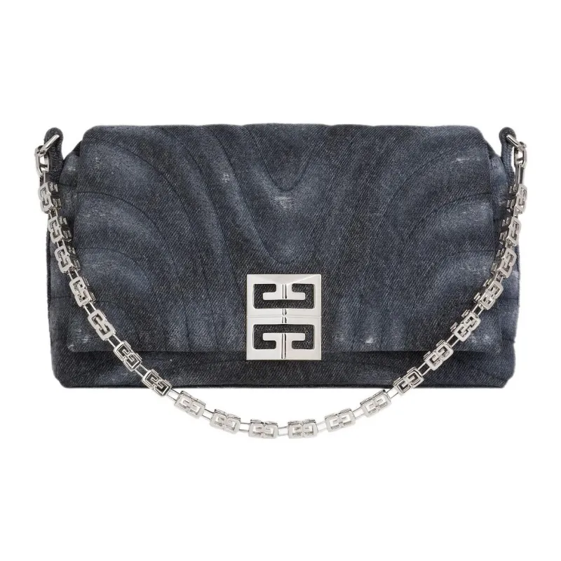 GIVENCHY Washable Denim Shoulder Bag Crossbody Bag Small Size Women's Black-0