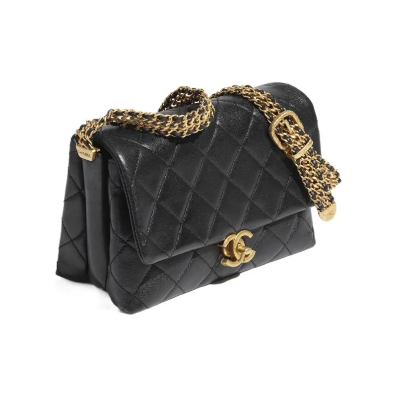 CHANEL Calfskin Crossbody Bag, Shoulder Bag Mini Women's Black-1