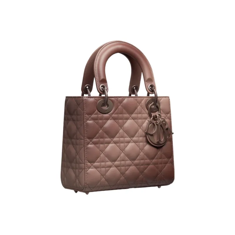 DIOR Lady Dior Wicker Lambskin Shoulder Bag Crossbody Bag Handbag Small Size Women's Dark Pink-1