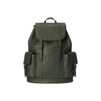 GUCCI Leather Backpack Large Size Men's Dark Green