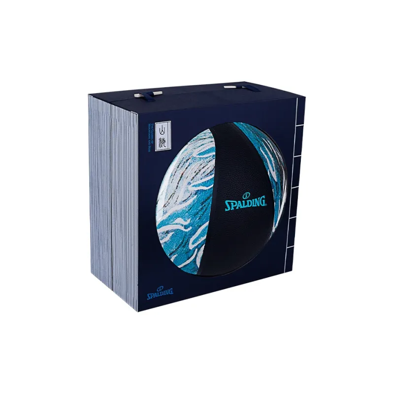 SPALDING Shan Hai Jing Series PU Basketball Black Blue Size 7 Training Unisex-2