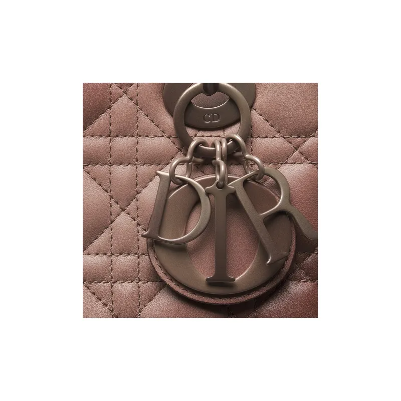DIOR Lady Dior Wicker Lambskin Shoulder Bag Crossbody Bag Handbag Small Size Women's Dark Pink-4