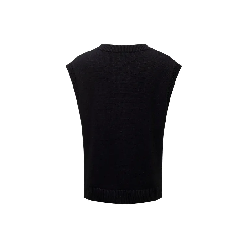 Valeria Obbaco Loose Fit Knitted Fabric Vest Unisex Black-1