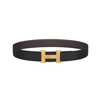 HERMES Constance Leather Belts Men Graphite, Ebony