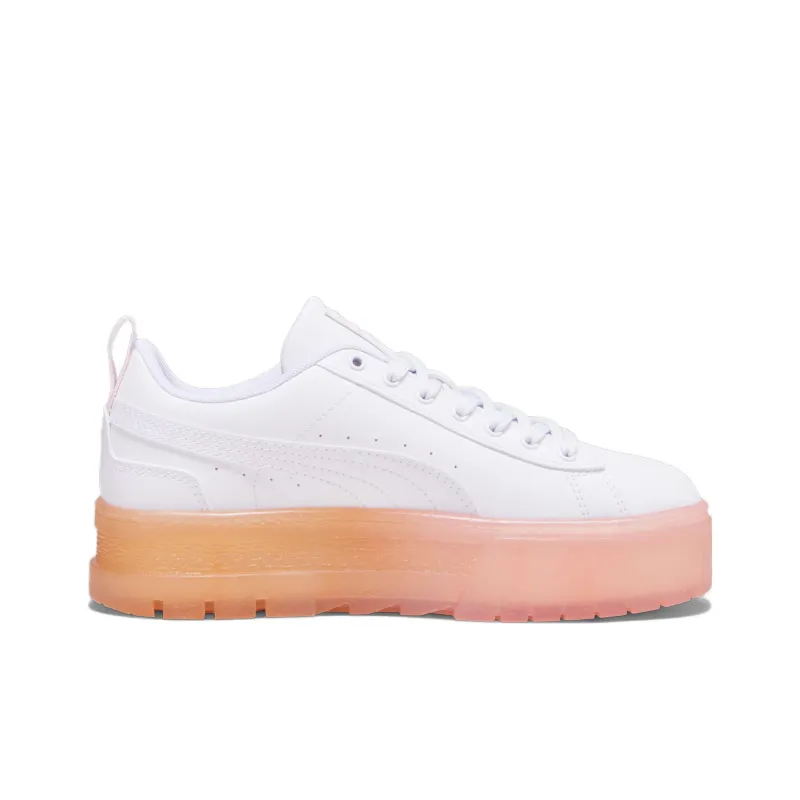 PUMA Mayze Beach Days Anti Slip Wear Resistant Low Top Skateboard Shoes Women's White Brown-1