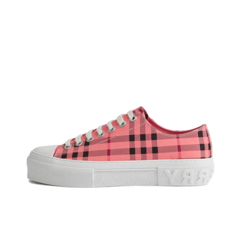 Burberry Low Top Skateboard Shoes Women's White Pink-0