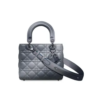 DIOR Lady Dior Cangrid Lambskin Lady Dior Bag, Shoulder Bag, Crossbody Bag, Handbag Trumpets Women's Ethereal Gray