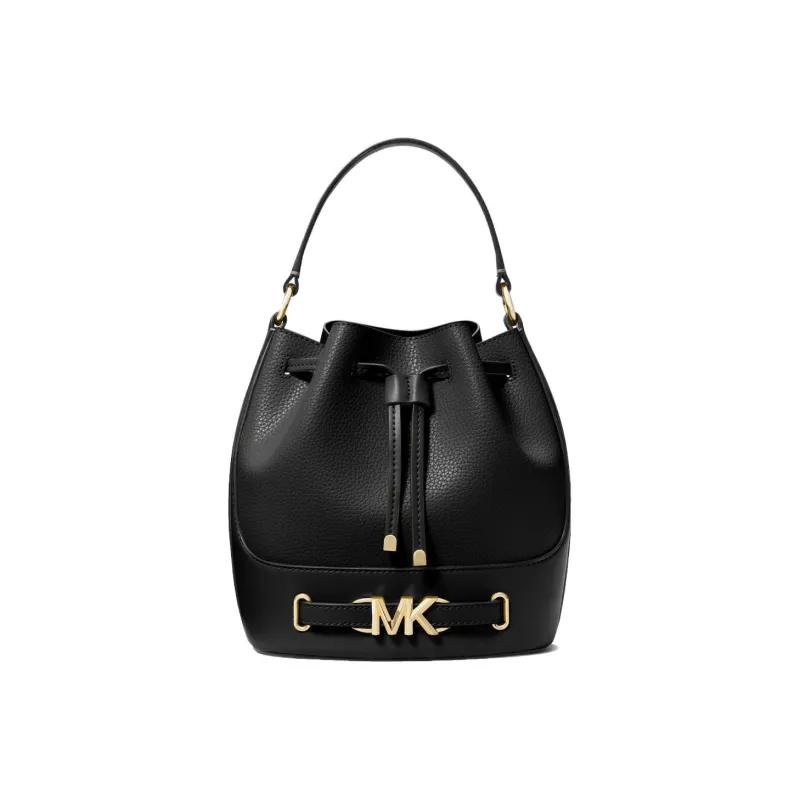 MICHAEL KORS Litchi Grain Cow Leather Bucket Bag, Handbag, Shoulder Bag, Crossbody Bag Medium Size Women's Black-1