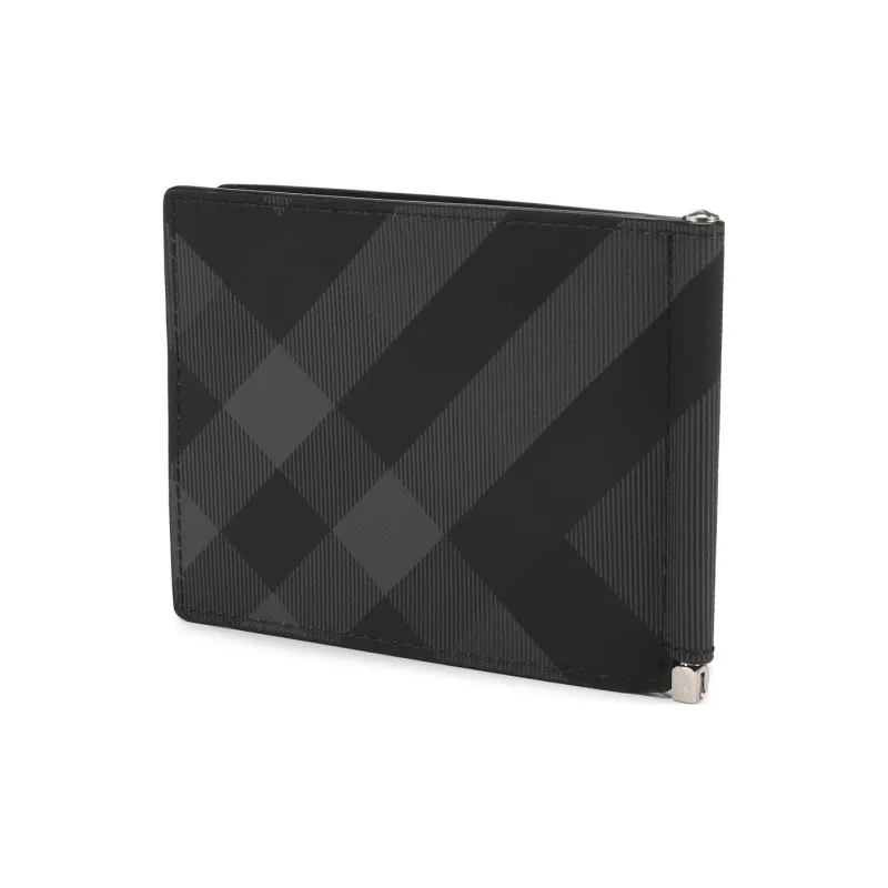 Burberry Leather Card Holder Wallets Men's Gray-2
