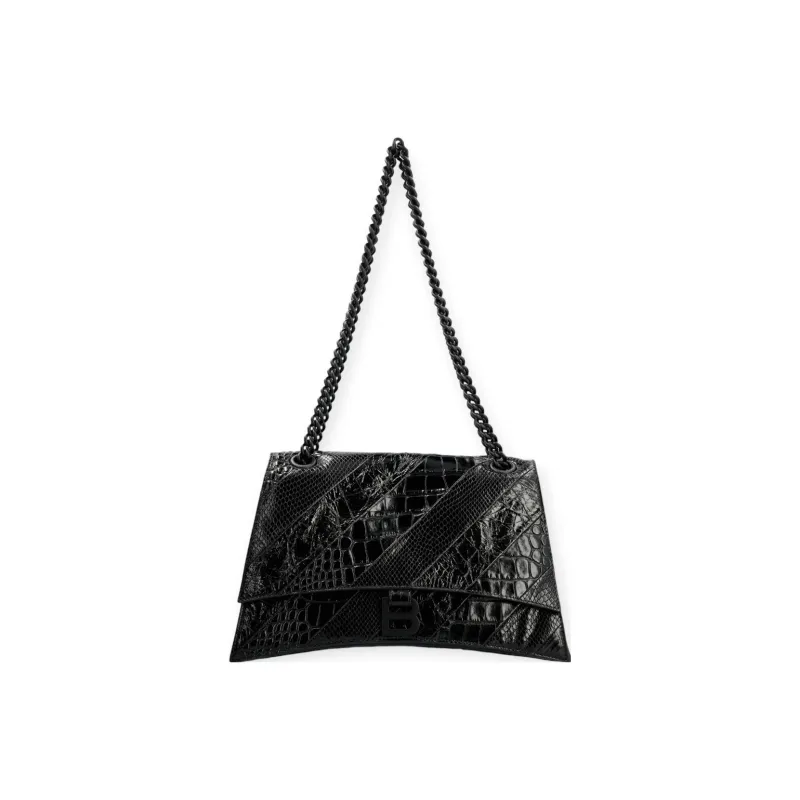 Balenciaga CRUSH Leather Chain Bag Crossbody Bag Shoulder Bag Women's Black-3
