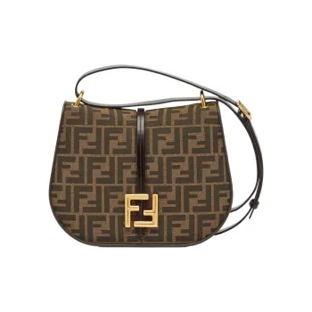 FENDI Polyamide Shoulder Bag Crossbody Bag Medium Size Women's Brown