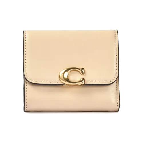 COACH Bandit Cow Leather Card Holder Wallet Women's Ecru