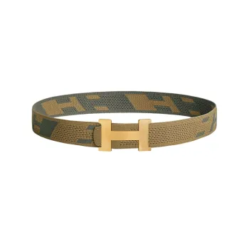 HERMES Constance Belts Men Gray Green/Dark Cyan Brown