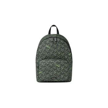 VERSACE Coated Canvas With Calfskin Backpack Regular Men's Black Gray/Green