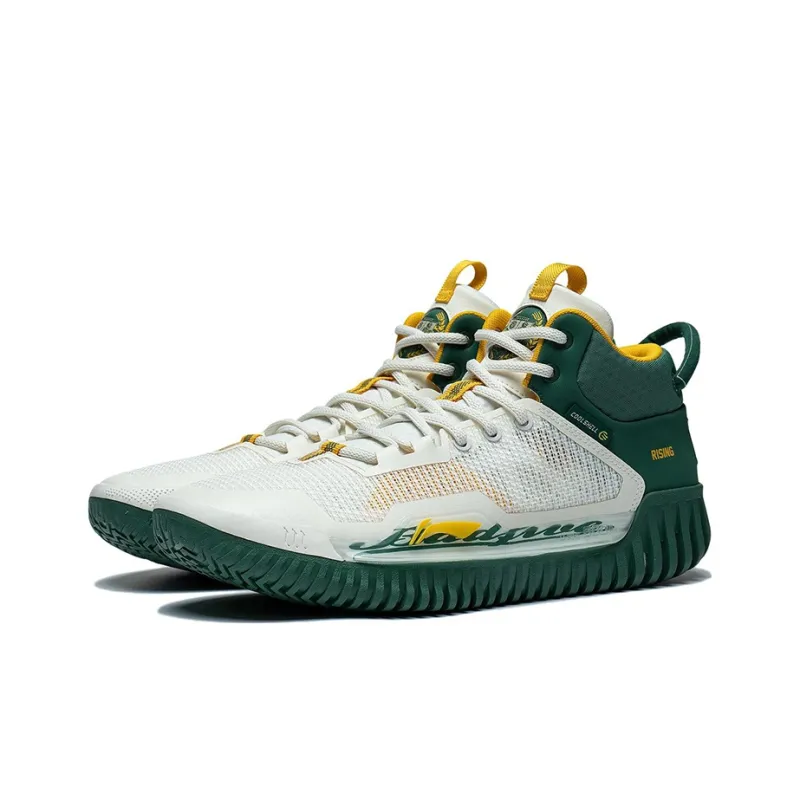 LiNing Badfive 3 Cushioned Slip Resistant Mid Top Basketball Shoes Men's White Green-2
