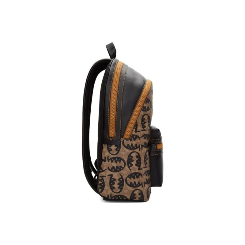COACH X GuangYuan Collaboration Academy Canvas With Leather Backpack Large Size Men's Khaki & Orange-2