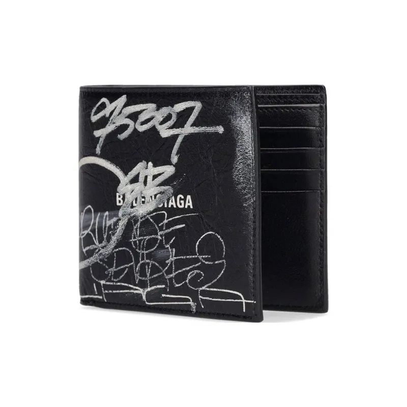 Balenciaga Square Folded Graffiti Wallet Black/White - Cheap Rcj  