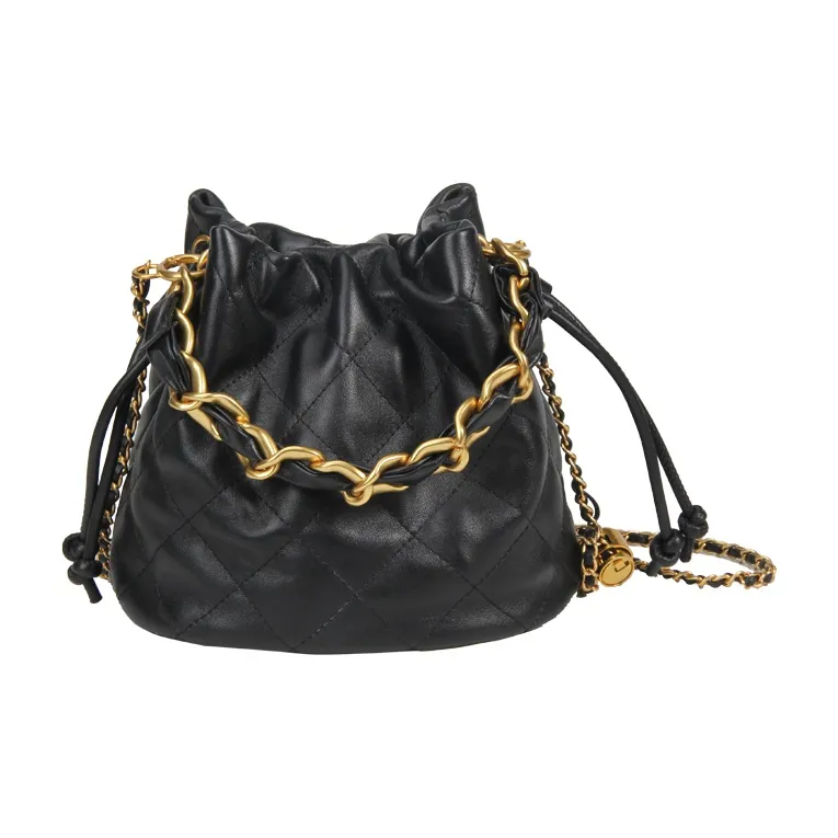 YOCAMU The First Layer Of Calfskin Bucket Bag Chain Shoulder Bag Crossbody Bag Handbag Regular Women's White/Pink/Black-11