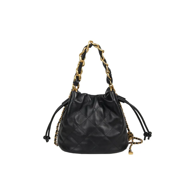 YOCAMU The First Layer Of Calfskin Bucket Bag Chain Shoulder Bag Crossbody Bag Handbag Regular Women's White/Pink/Black-14