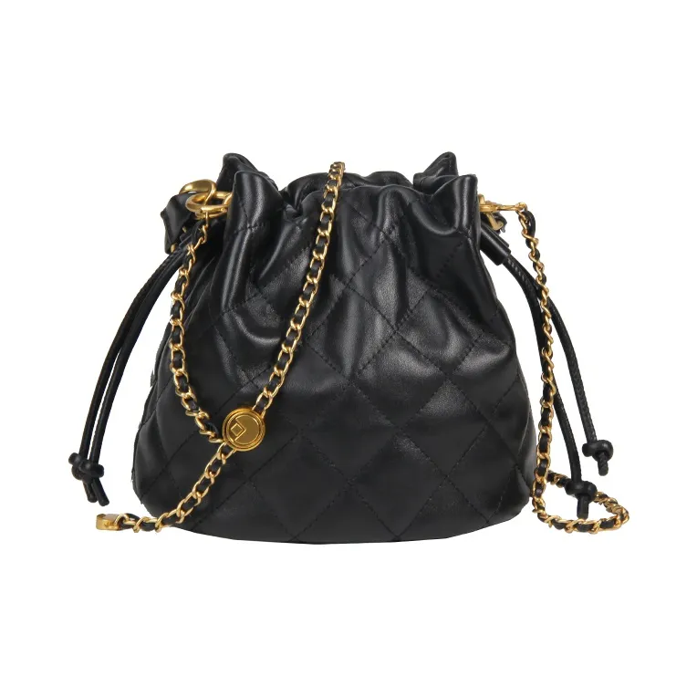 YOCAMU The First Layer Of Calfskin Bucket Bag Chain Shoulder Bag Crossbody Bag Handbag Regular Women's White/Pink/Black-13