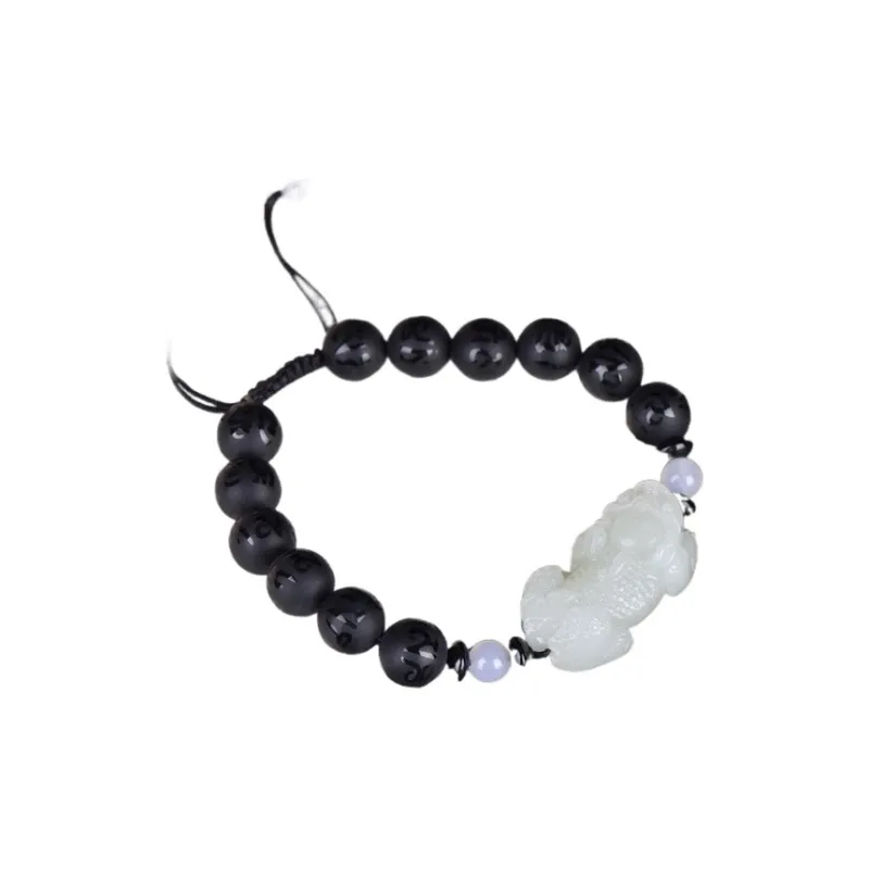 Shujie Hetian Jade Bracelets Pale Greenish White Jade Unisex-0