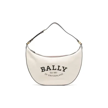BALLY Canvas Bag Crescent Shoulder Bag Women's Light Umber