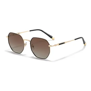 Sagawa Metal Irregular Shape Sunglasses Unisex Tea Brown