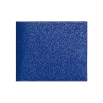 HERMES MC2 Evercolor Calfskin Wallet Men's O8 Royal Blue/Royal Blue