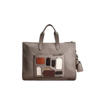 COACH Metropolitan Pebbled Leather Tote Bag Shopping Bag Handbag Shoulder Bag Crossbody Bag Large Size Women's Gray