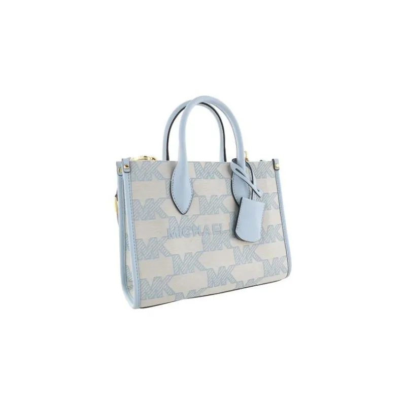MICHAEL KORS Mirella Cotton Tote Bag, Shopping Bag, Handbag, Shoulder Bag, Crossbody Bag Trumpets Women's Blue-1