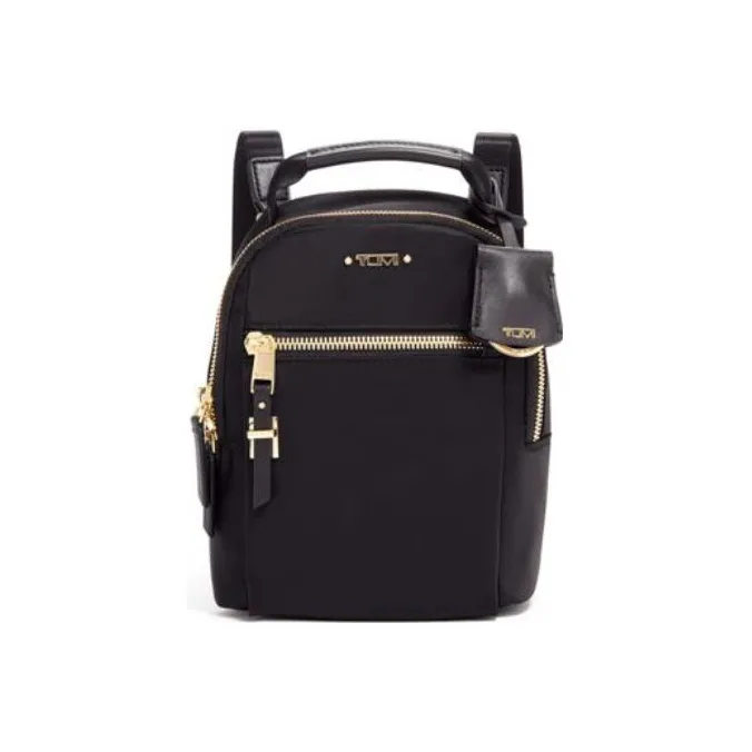 TUMI Voyageur Leather Trim Nylon Blend Backpack Mini Women's Black-0