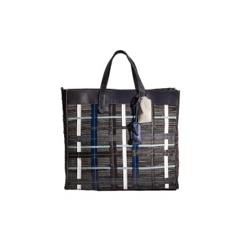 COACH Leather With Glove Tanned Leather Tote Bag Shopping Bag One Shoulder Handbag Large Size Women's Navy