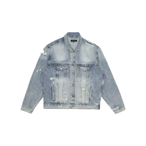 CLIMAX VISION Denim Jackets Unisex Washed Blue