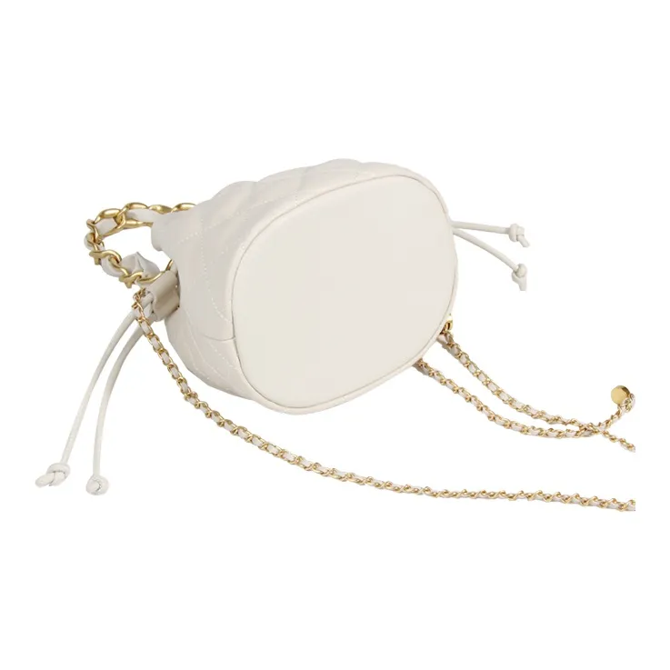 YOCAMU The First Layer Of Calfskin Bucket Bag Chain Shoulder Bag Crossbody Bag Handbag Regular Women's White/Pink/Black-5